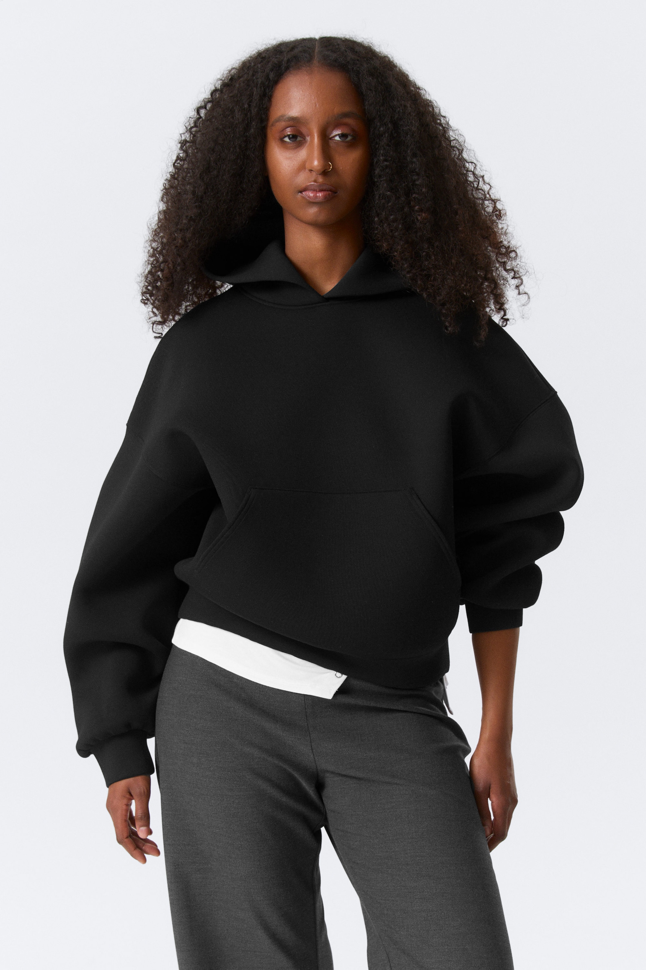 Black - Oversized Scuba Hoodie - 2