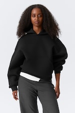 Black - Oversized Scuba Hoodie - 2
