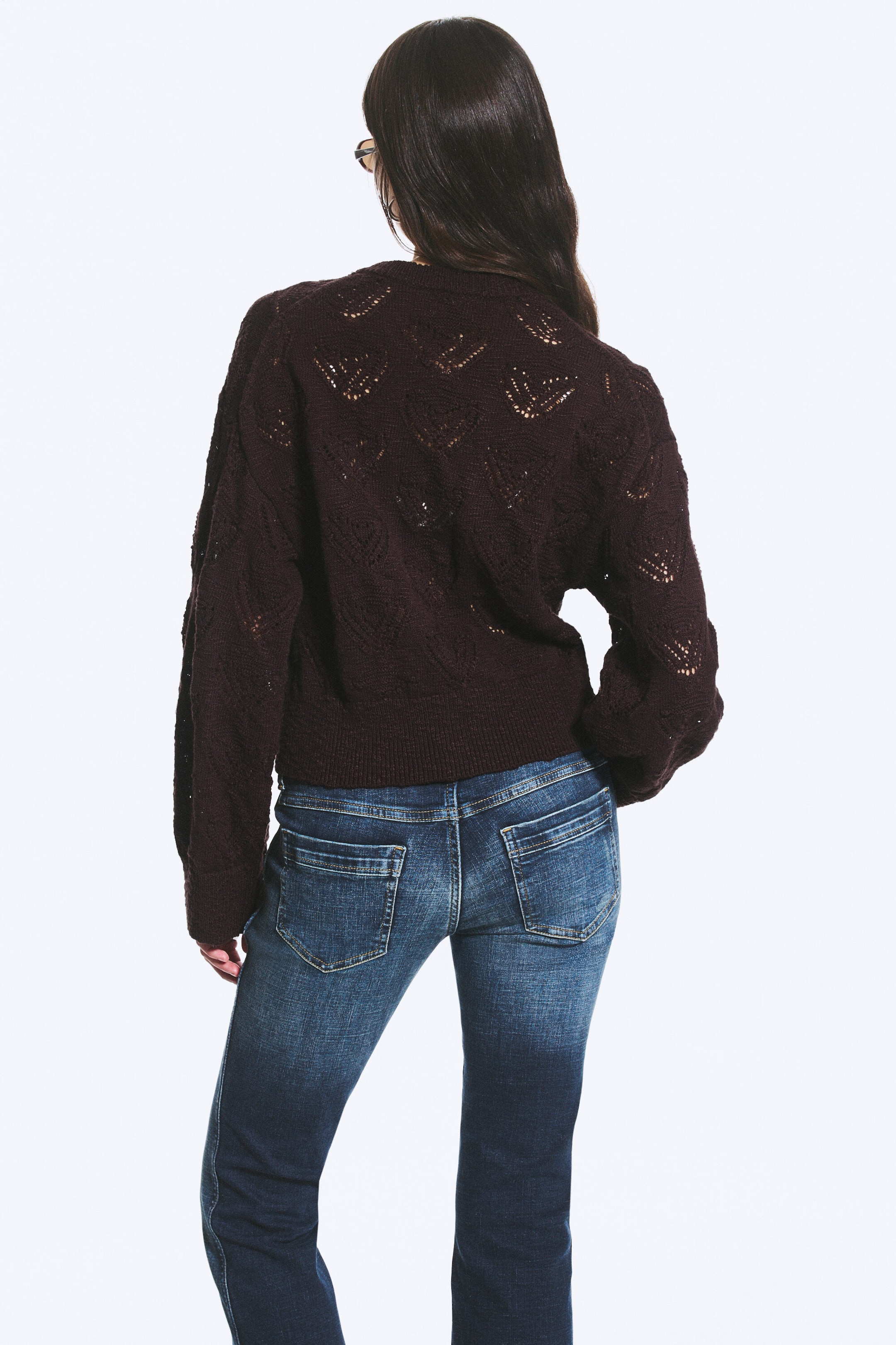 Dunkelbraun - Strickjacke mit Reißverschluss - 3