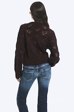 Dunkelbraun - Strickjacke mit Reißverschluss - 3