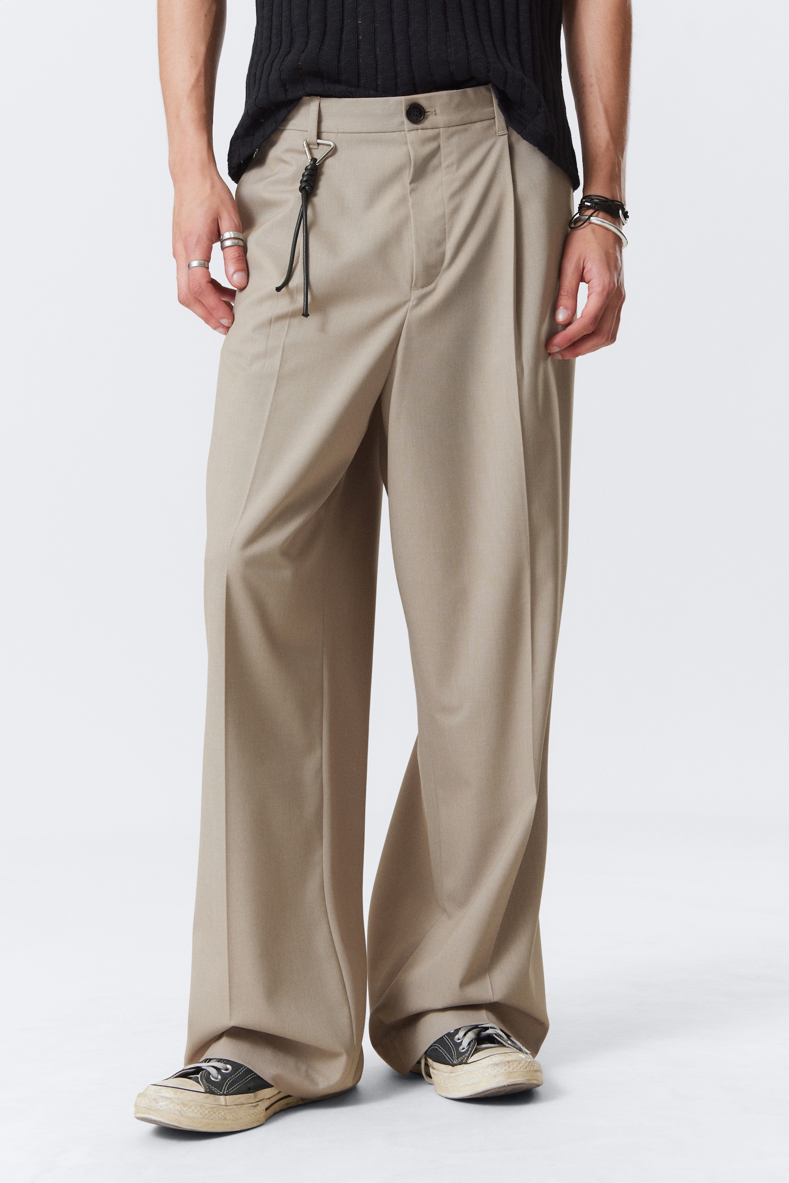 Pantalon tailleur oversize Uno - Beige/Gris foncé/Marron foncé/Noir/Gris rayé/Beige chiné - 5