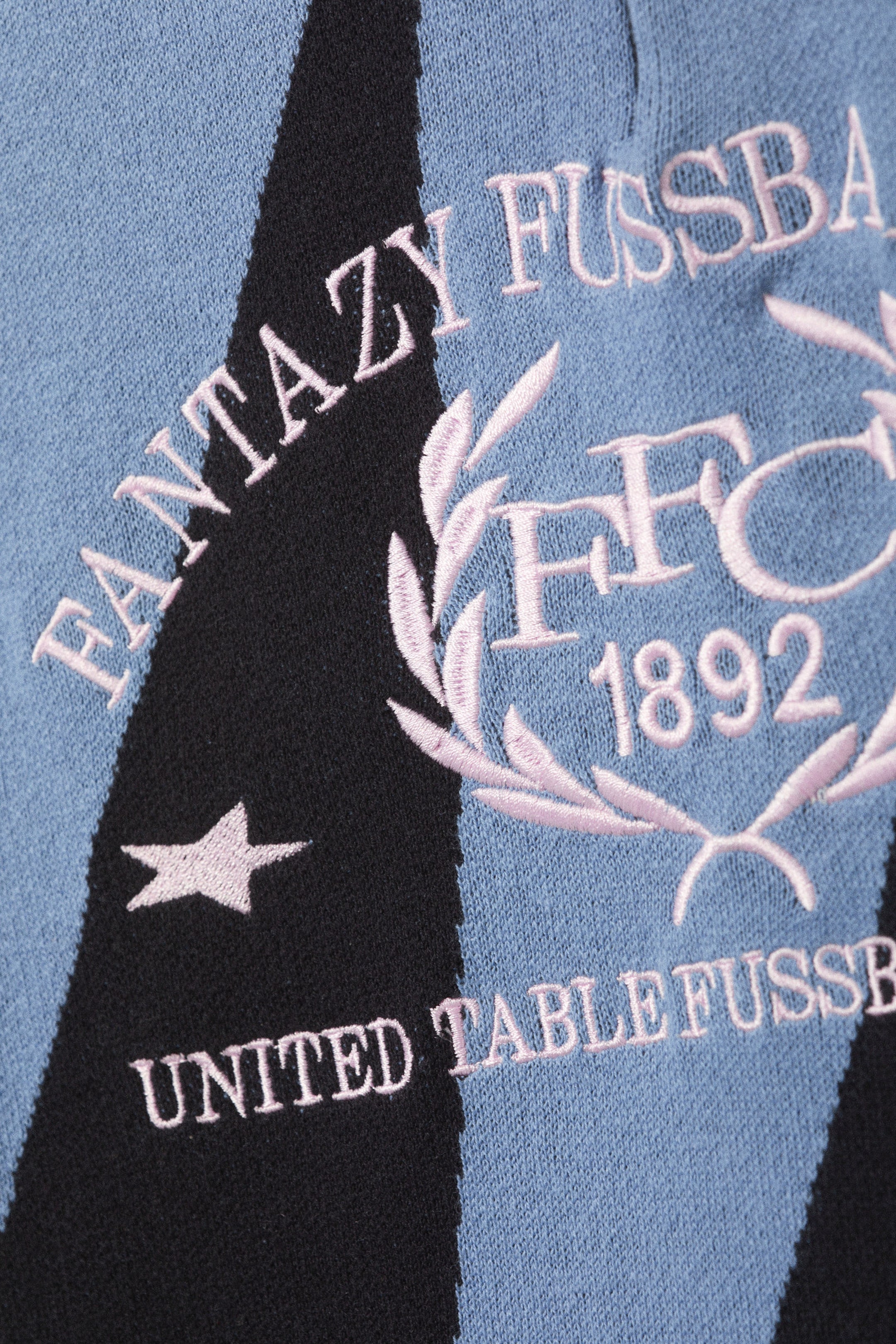 Black/Blue - Fantazy Fussball - Graphic Polo Sweater - 2