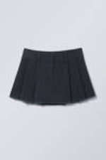 Dark Blue - Mini Pleat Skirt - 0