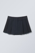 Dark Blue - Mini Pleat Skirt - 0