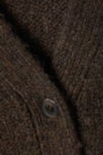 Dark Brown - Knitted Single-Breasted Cardigan - 1