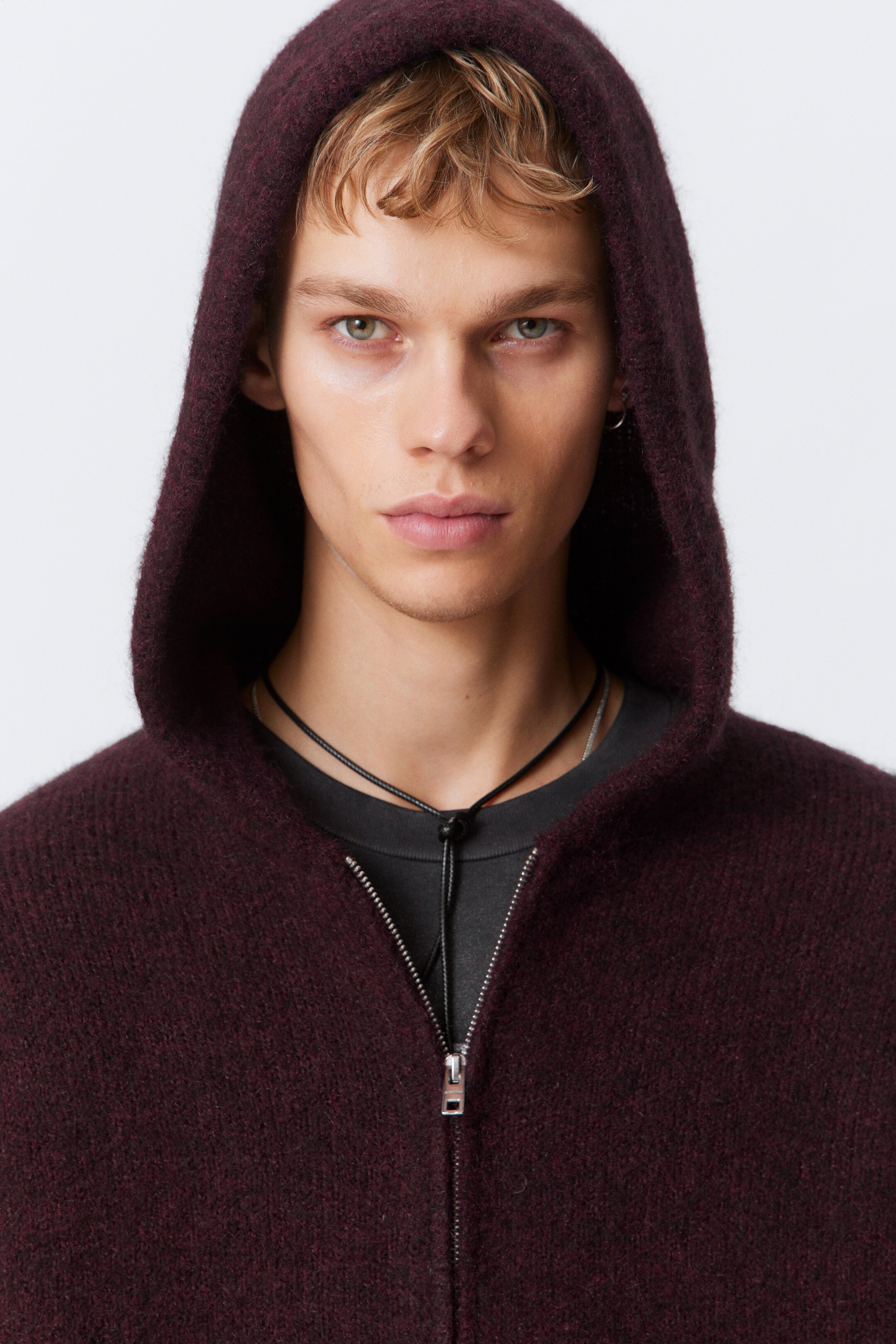 Zobrazit větší obrázek: Pletená boxy mikina z vlněné směsi na zip - tmavě červená melange - MUŽI | H&M CZ 2