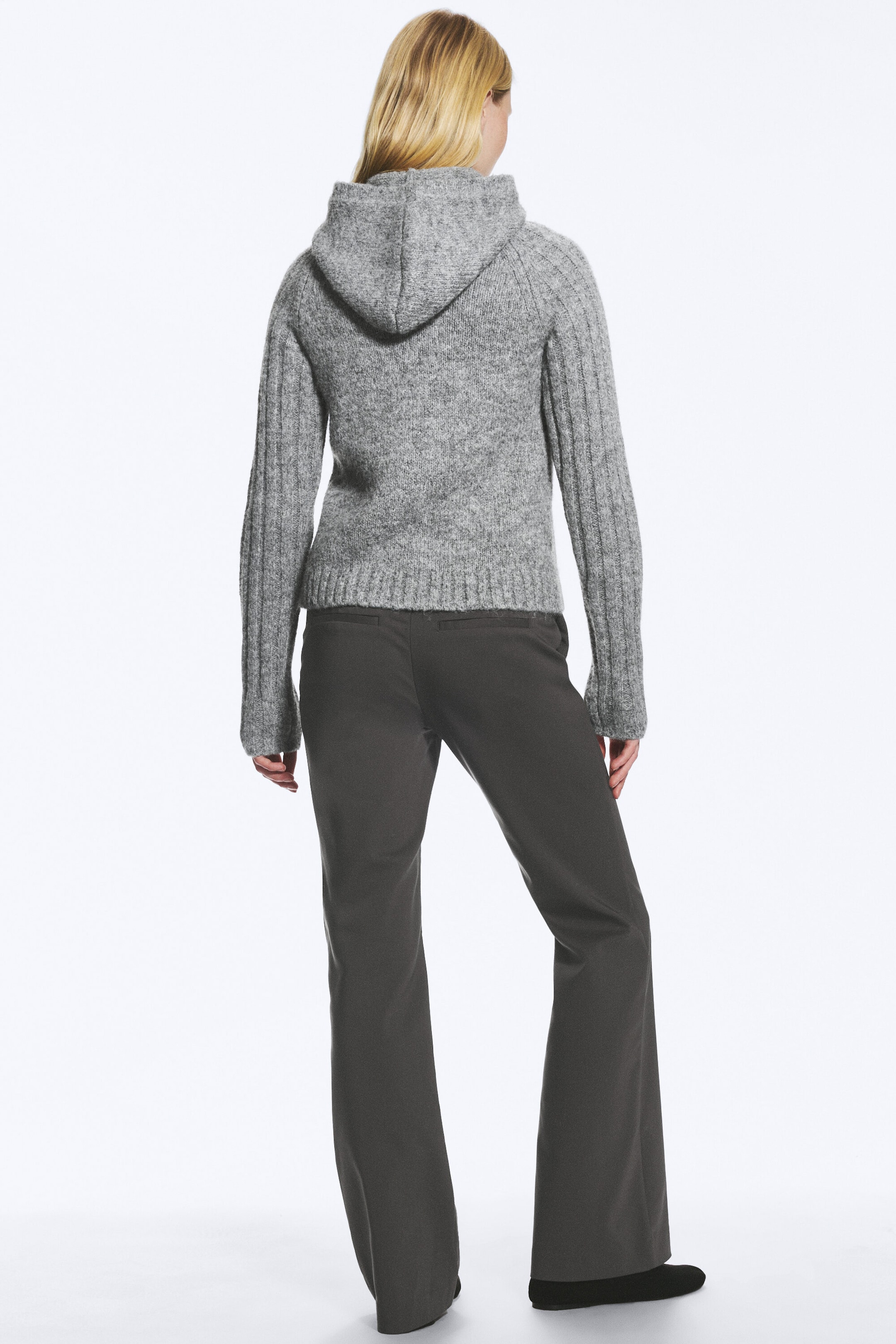 Gris poudré chiné - Sweat à capuche zippé confectionné - 3