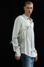 Light Dusty Mole - Slim Tie Detail Lyocell Shirt - 0