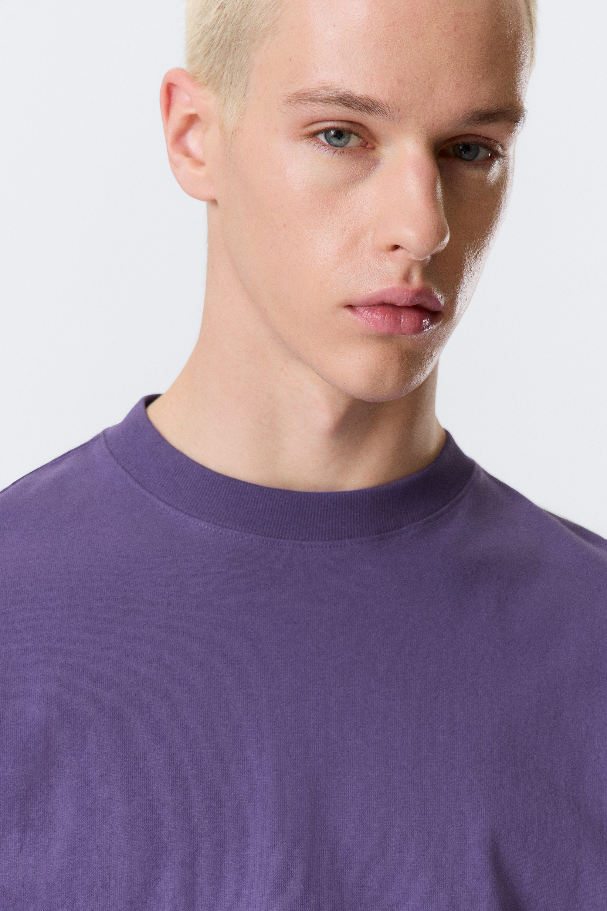 Purple - Relaxed Fit Short-Sleeved Cotton T-shirt - 2