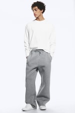 Grey Melange - Loose Fit Scuba Sweatpants - 3
