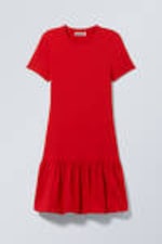 Rot - T-Shirt-Kleid mit Ballon-Silhouette - 3