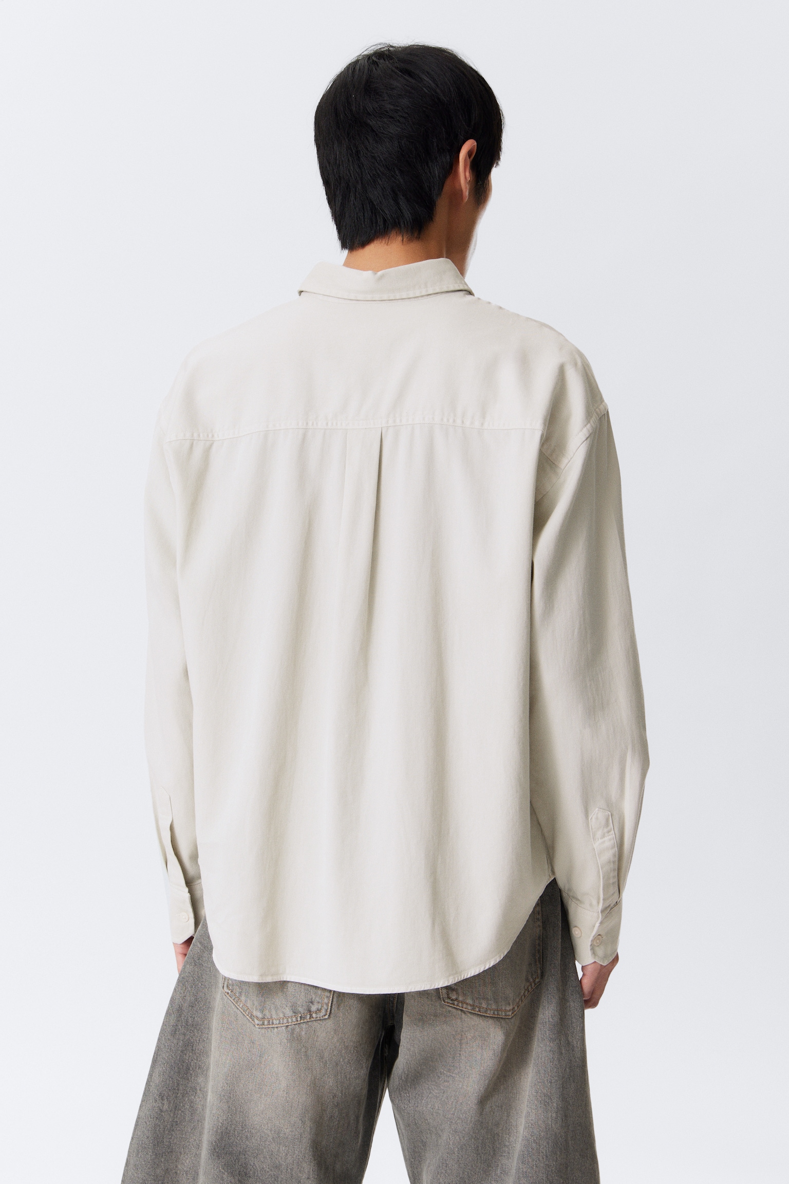 Besticktes oversized Baumwollhemd - Beige/Dunkelgrün - 5
