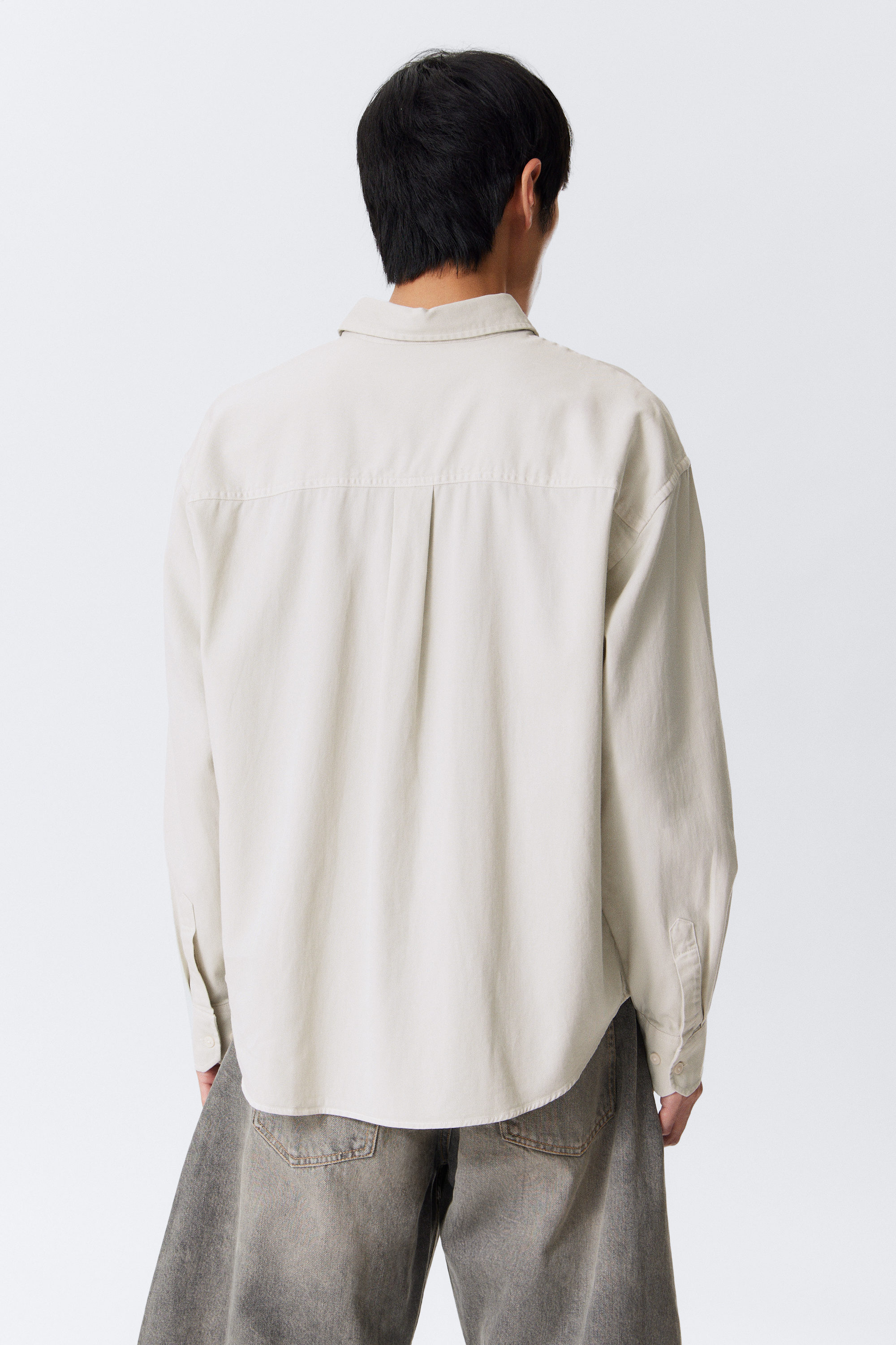 Beige - Embroidered Oversized Cotton Shirt - 4