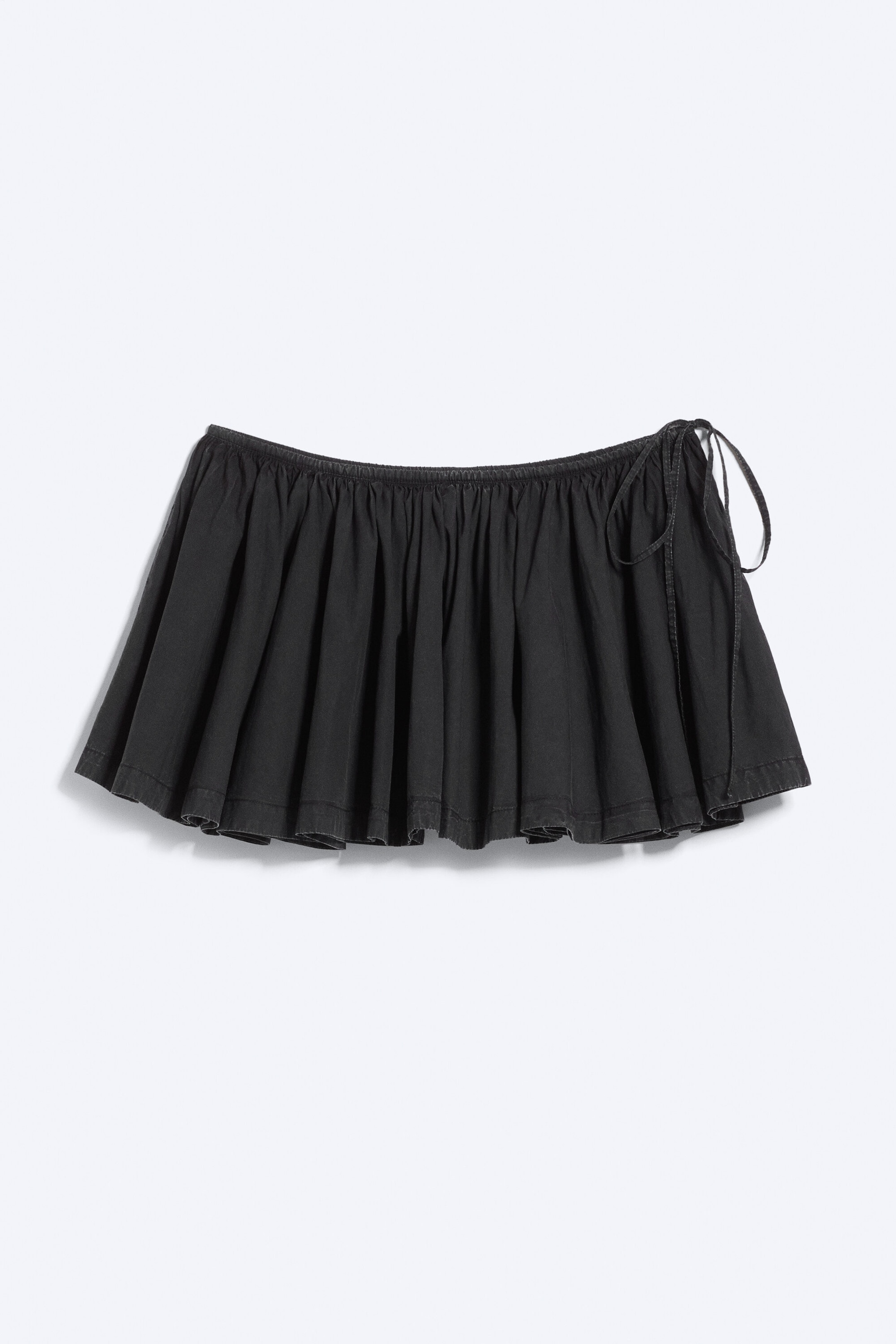 Black - Drawstring mini skirt - 1