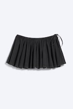 Black - Drawstring mini skirt - 0