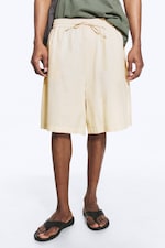 Light Beige - Linen-Blend Shorts - 1