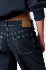 Blue Rinse - Dark Blue - Ample Low Rise Loose Wide Leg Jeans - 3