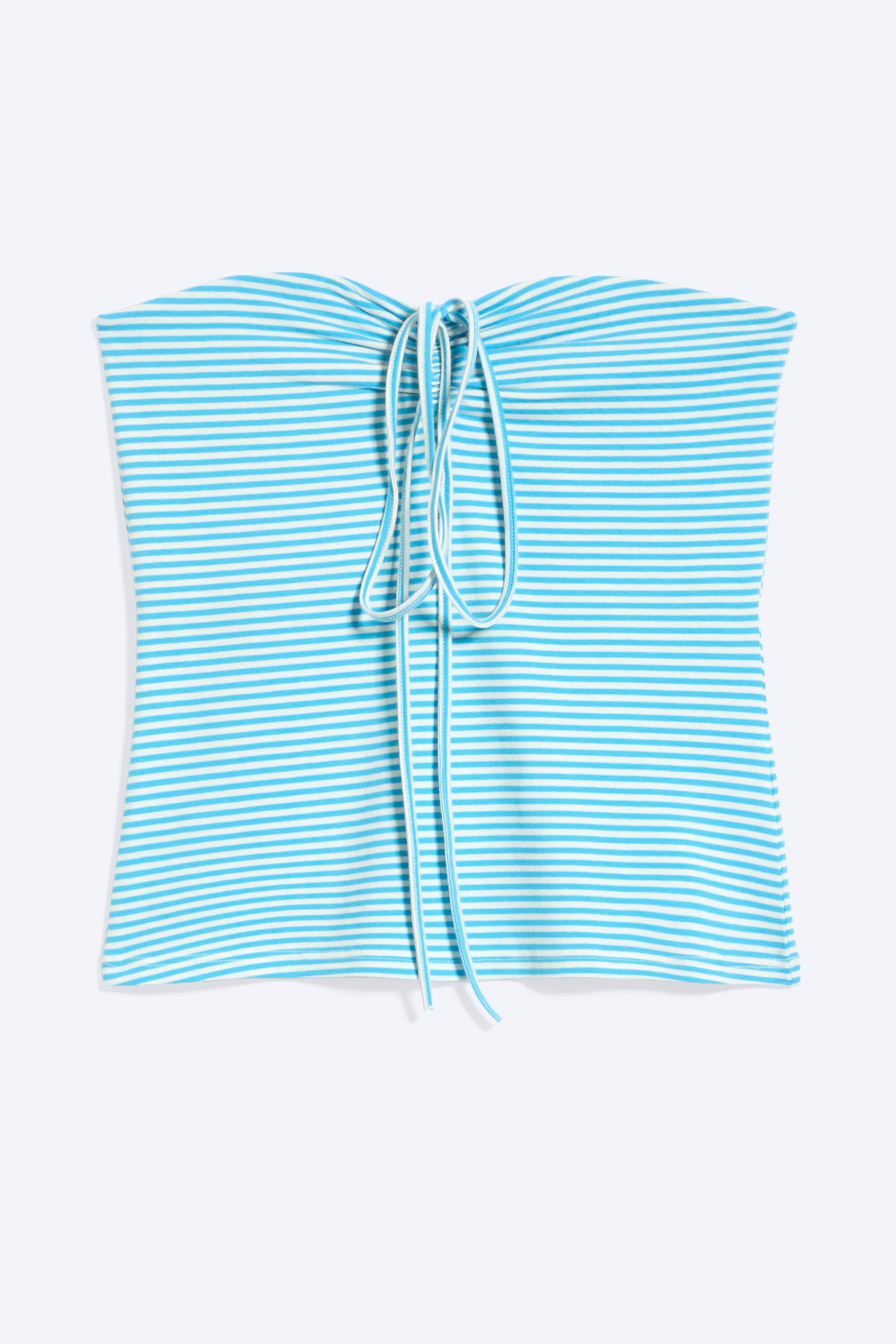 White & Turquoise Stripes - Halterneck Bandeau Top - 3