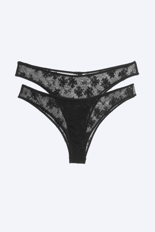 2er-Pack Brazilian Slips aus Spitze - Schwarze Spitze/Schwarze Spitze - 1
