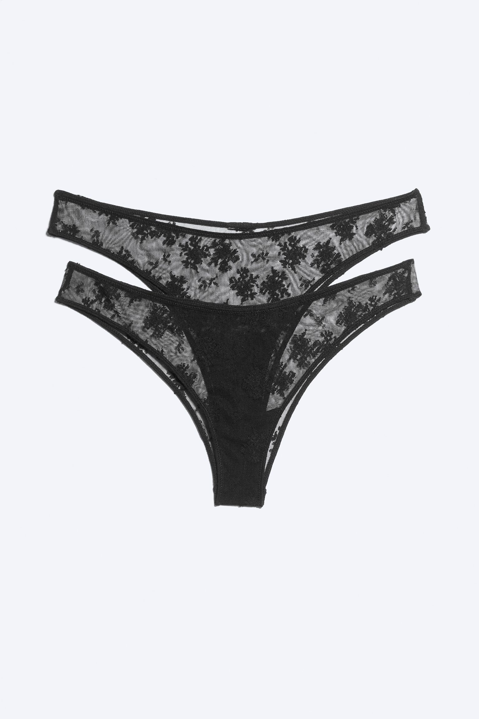 Lot de 2 culottes brésiliennes en dentelle - Dentelle noire/Dentelle noire - 1