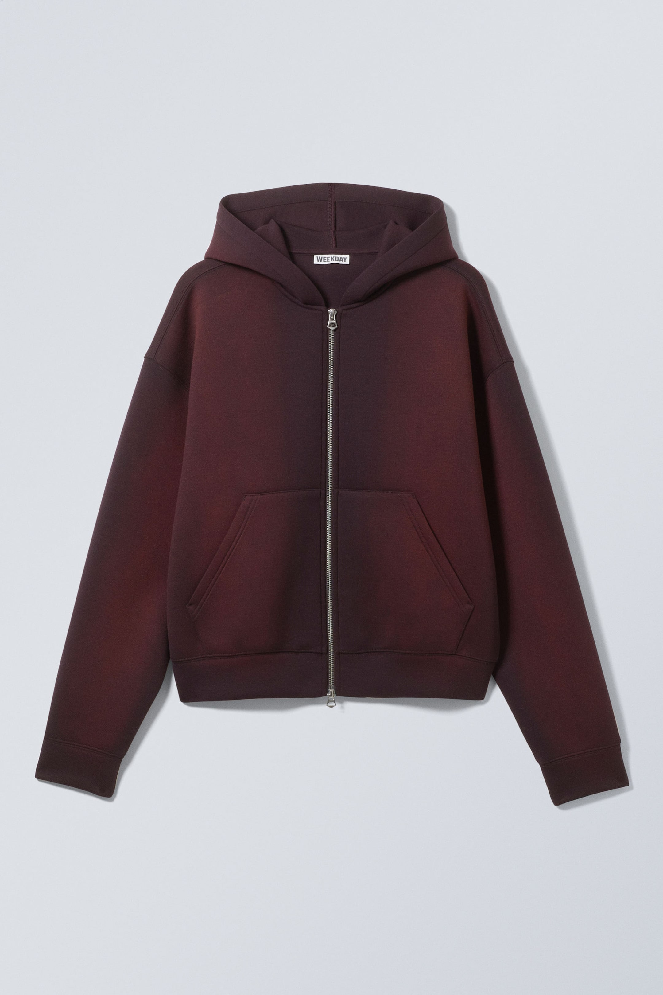 Verwaschenes Dunkelpflaume - Simon – Verwaschener Scuba-Zip-Hoodie. - 5