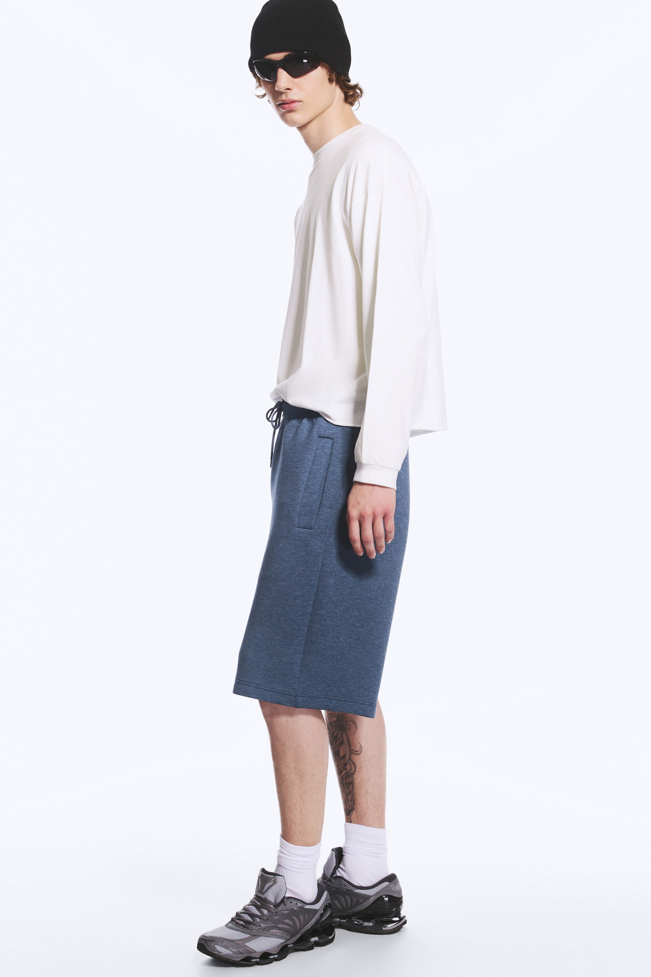 Dark Blue - Loose Fit Scuba Shorts - 8