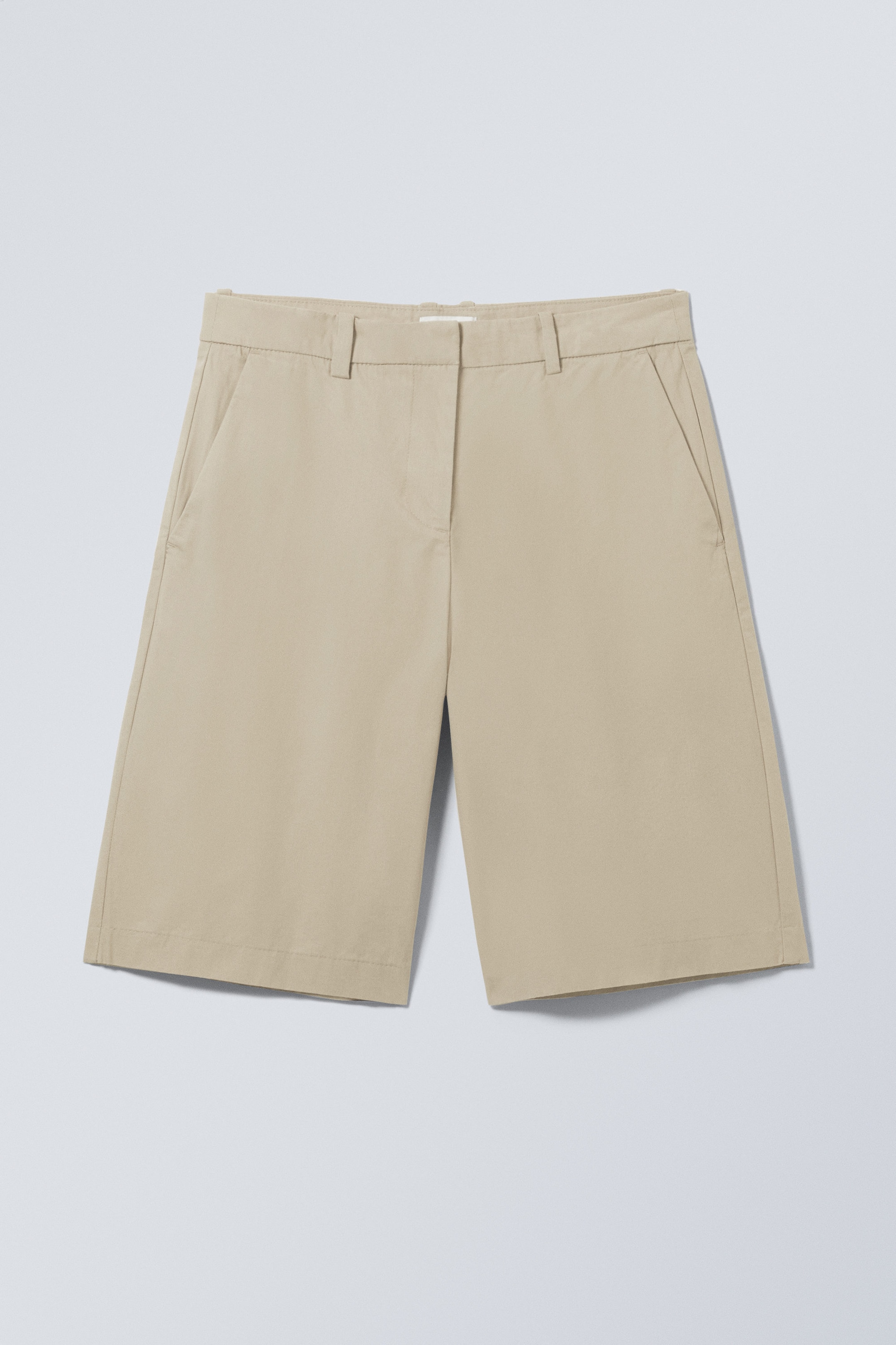 Beige - Knee Length Chino Shorts - 0