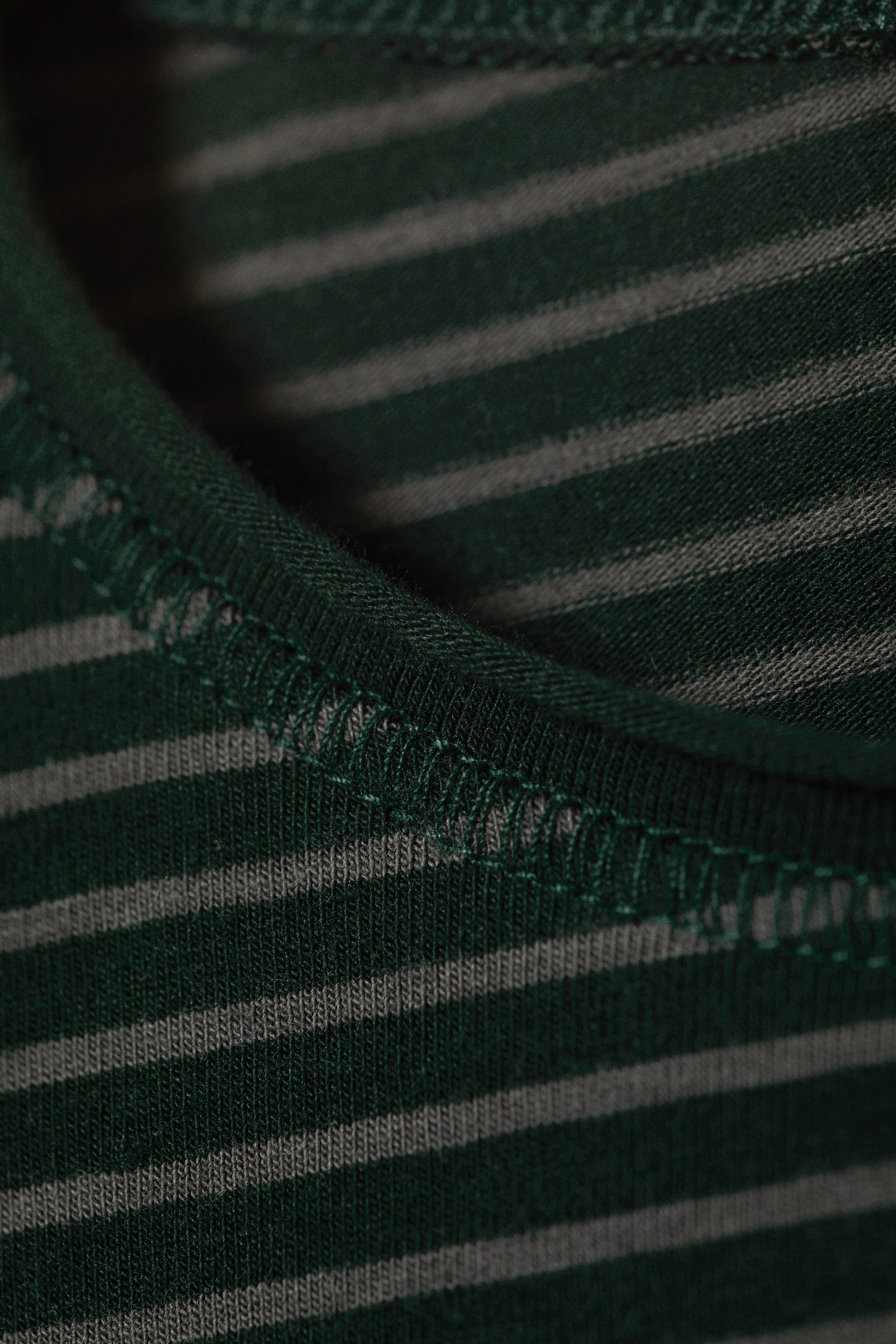 Striped Dark Green - Long Sleeve Cotton Top - 2