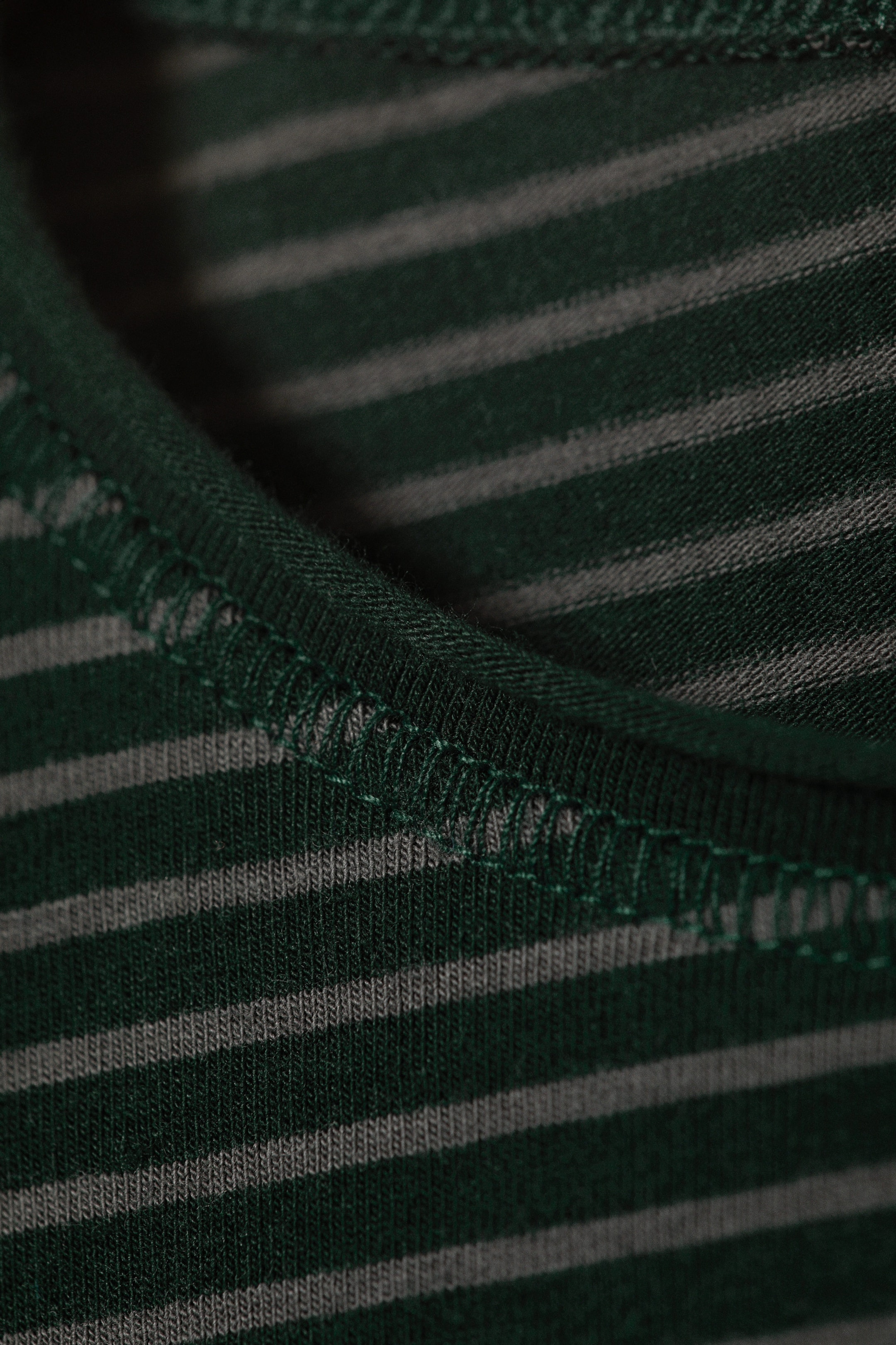 Striped Dark Green - Long Sleeve Cotton Top - 5