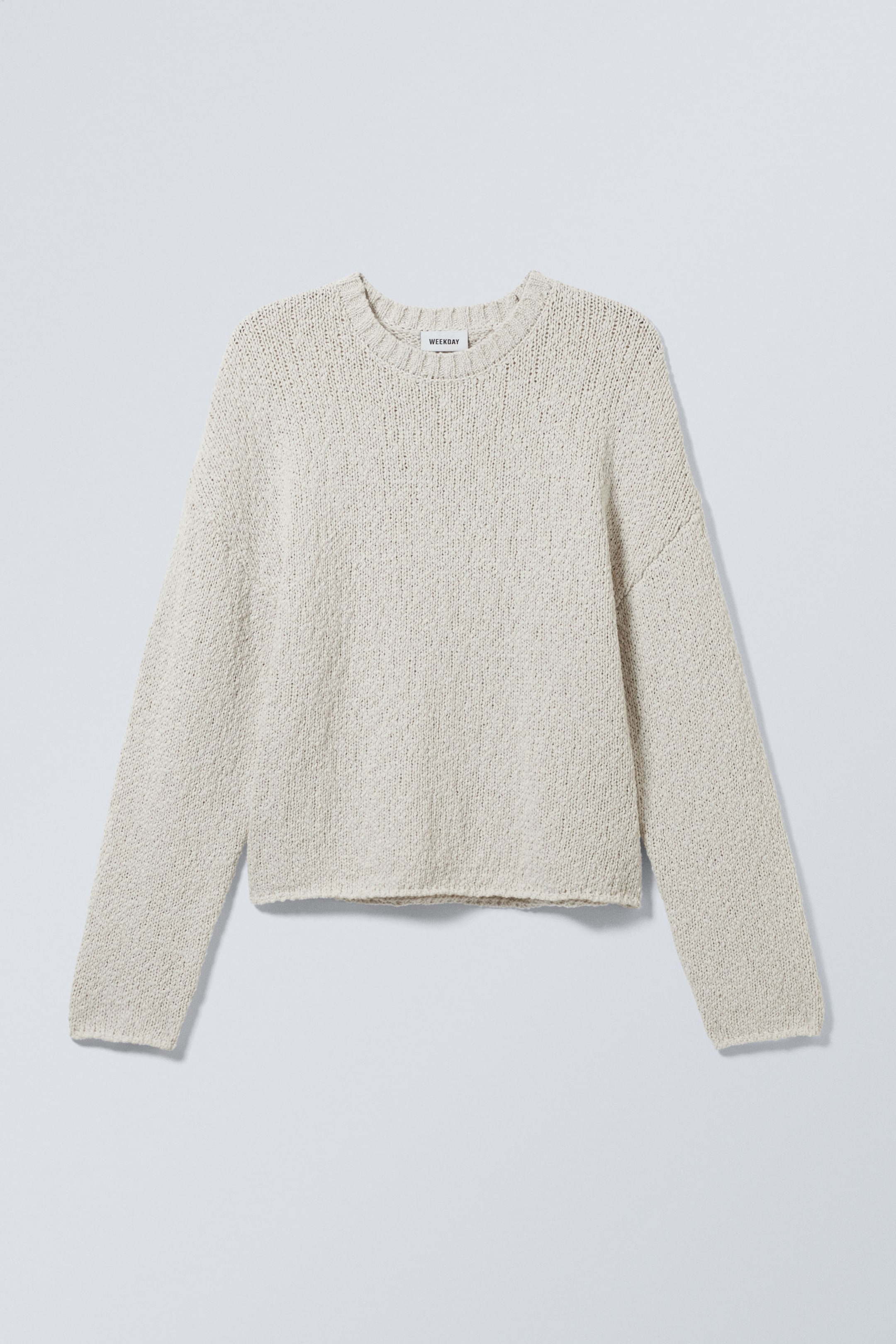 Beige - Kurzer Pullover aus schwerem Strick - 0