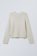 Beige - Cropped Heavy Knitted Sweater - 0