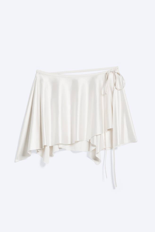 Minifalda cruzada asimétrica - Blanco roto/Blanco/Rosa Flor - 1