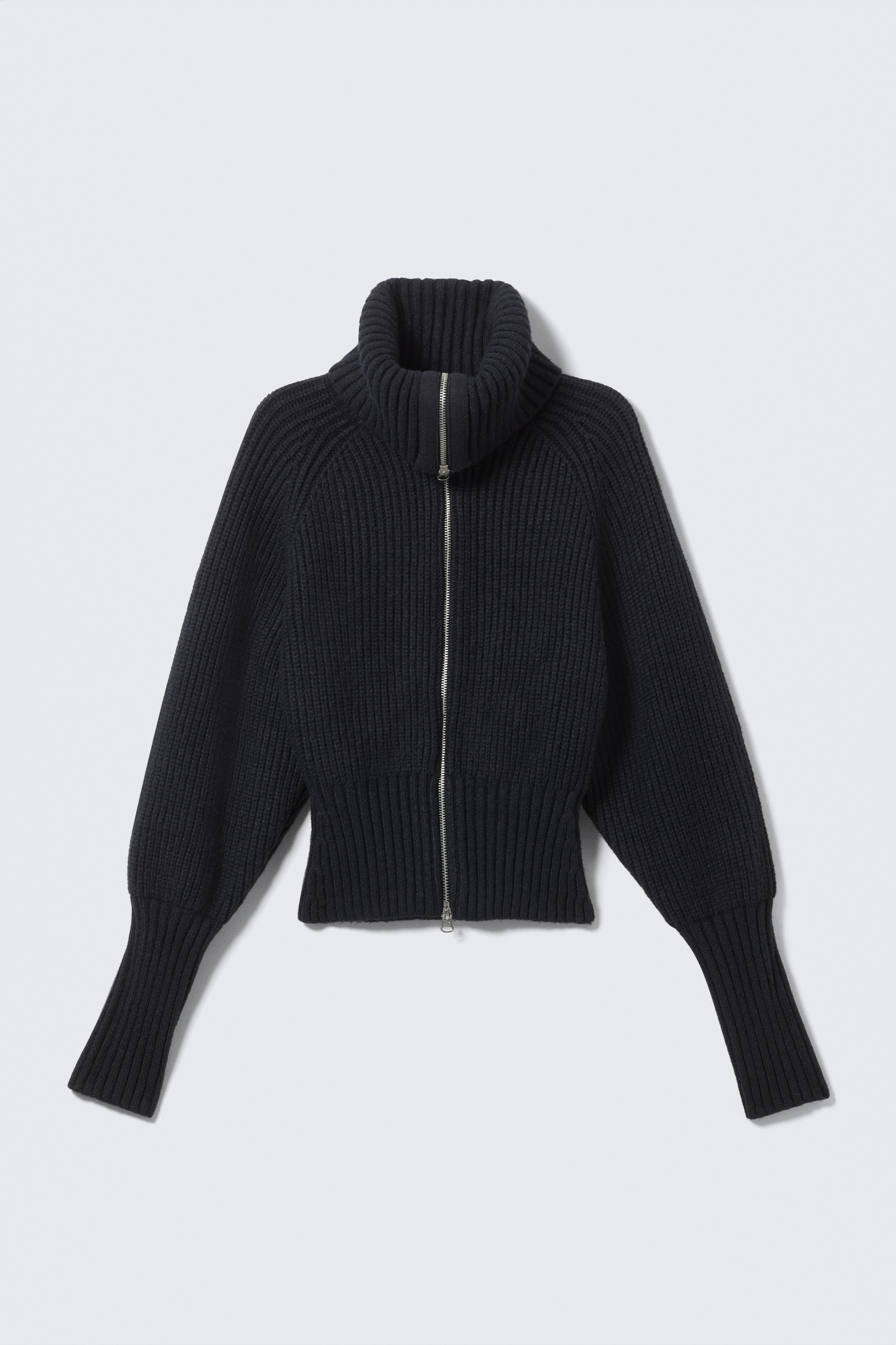 Grösseres Bild ansehen: Gerippter Zip-Cardigan in schmaler Passform - Dunkelblau - DAMEN | H&M CH 5