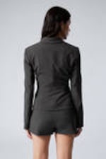 Dunkelgrau meliert - Schmaler einreihiger Blazer - 3