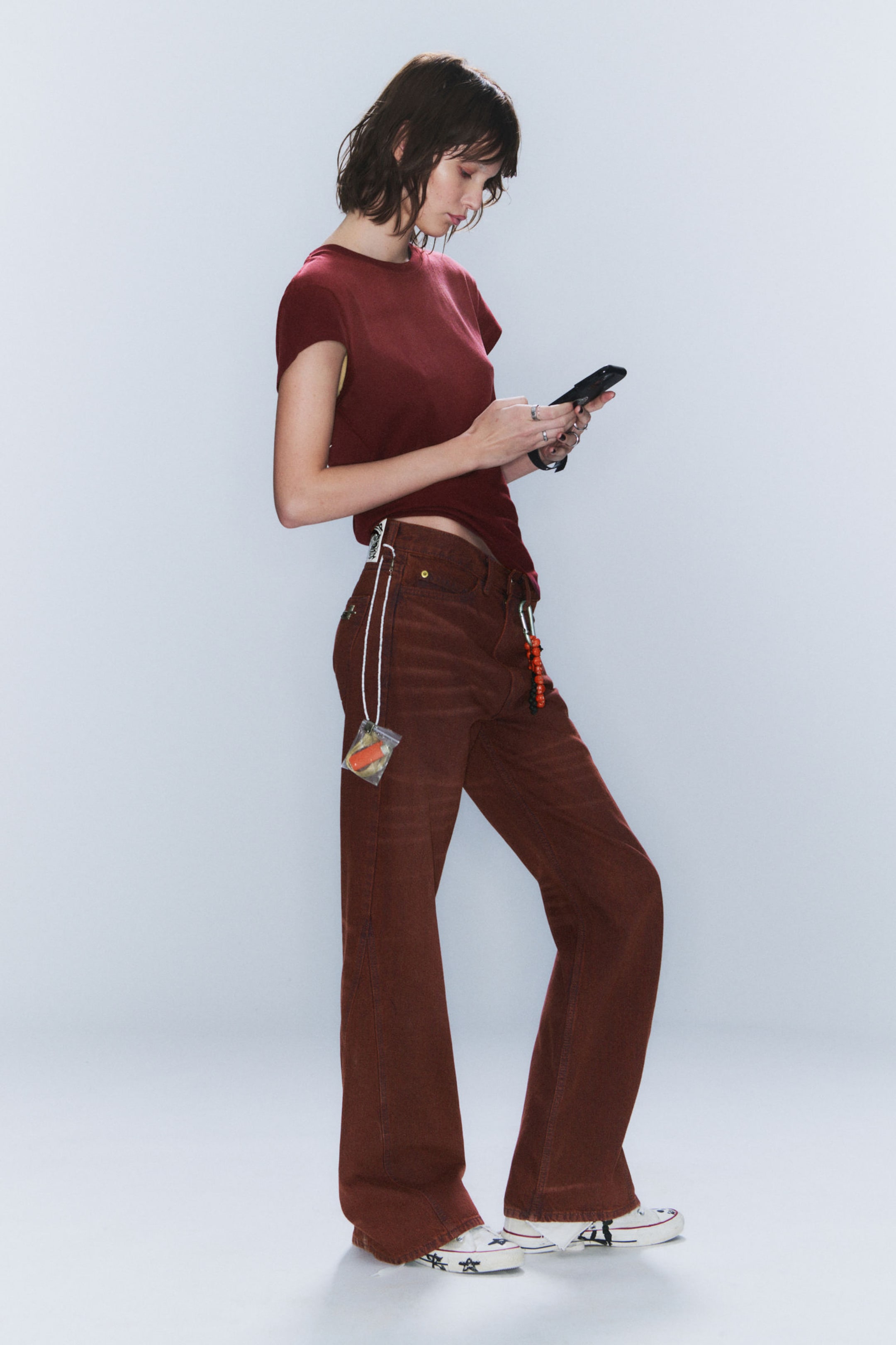 #4B262D - CM x LB Boo Bootleg Washed Red Unisex Jeans - 2