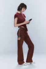 Verwaschenes Dunkelrot - CM x LB Boo Bootleg Washed Red Unisex Jeans - 2