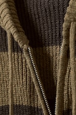 Graubraun & braun gestreift - Schlanker Strick-Hoodie mit Reißverschluss - 4