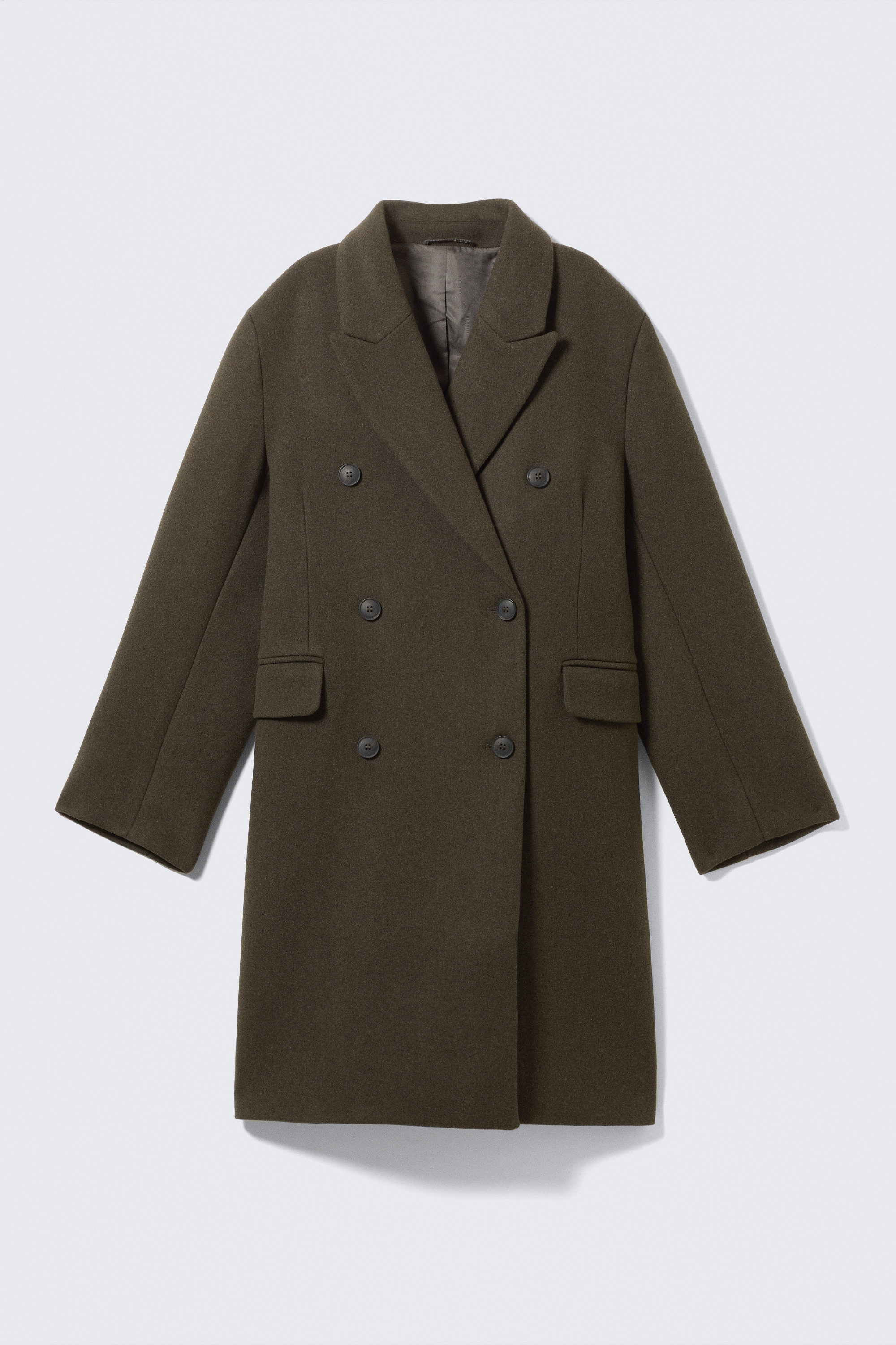 Dark Khaki Green - Oversized Knee-Length Wool-Blend Coat - 4