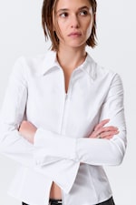 Weiß - Langärmeliges, tailliertes Hemd mit Reißverschluss - 1