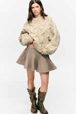 Dusty Yellow Melange - Chunky Cable-Knitted Sweater - 1