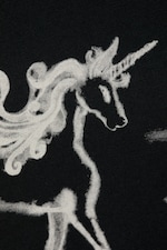 Black - Unicorn - Printed Mini T-shirt - 1