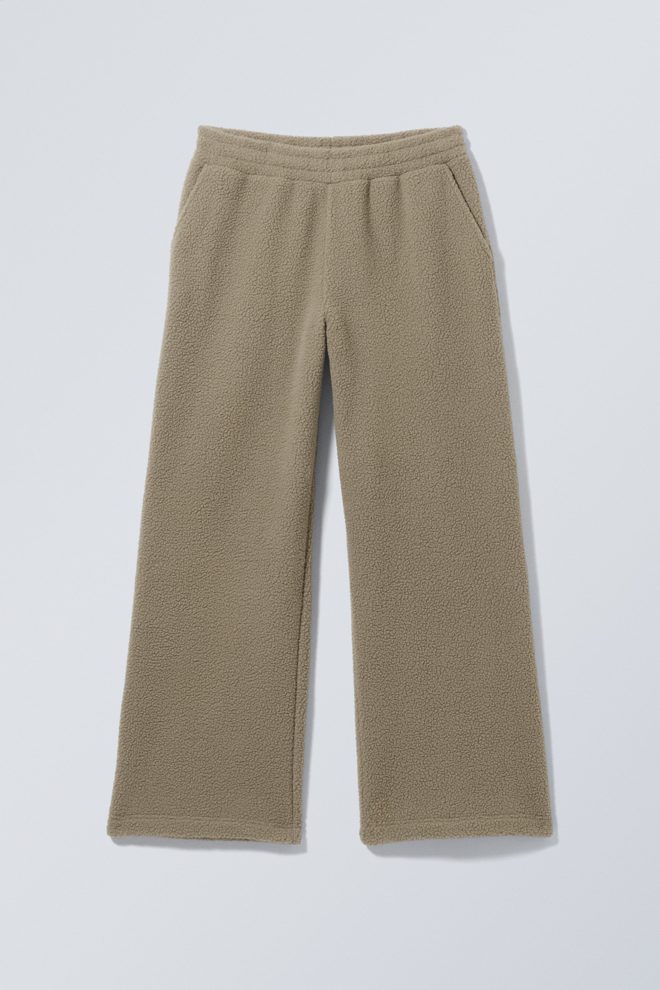 Beige - Lediga raka fleecebyxor - 1