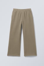 Beige - Lediga raka fleecebyxor - 0
