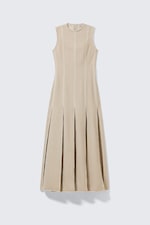 Light Beige - Sleeveless Linen-Blend Panelled Maxi Dress - 4