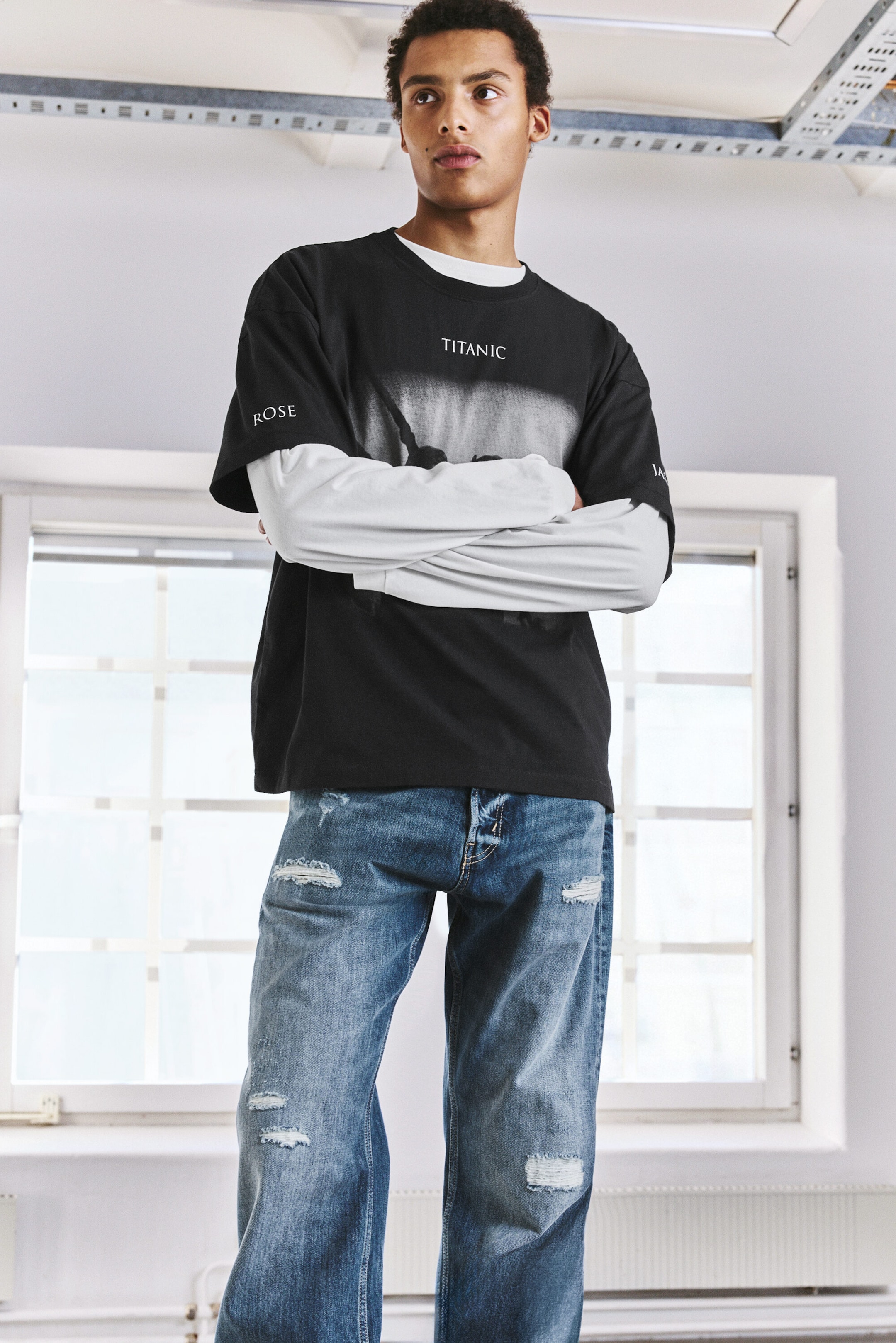 Noir délavé - T-shirt boxy ample Titanic - 2
