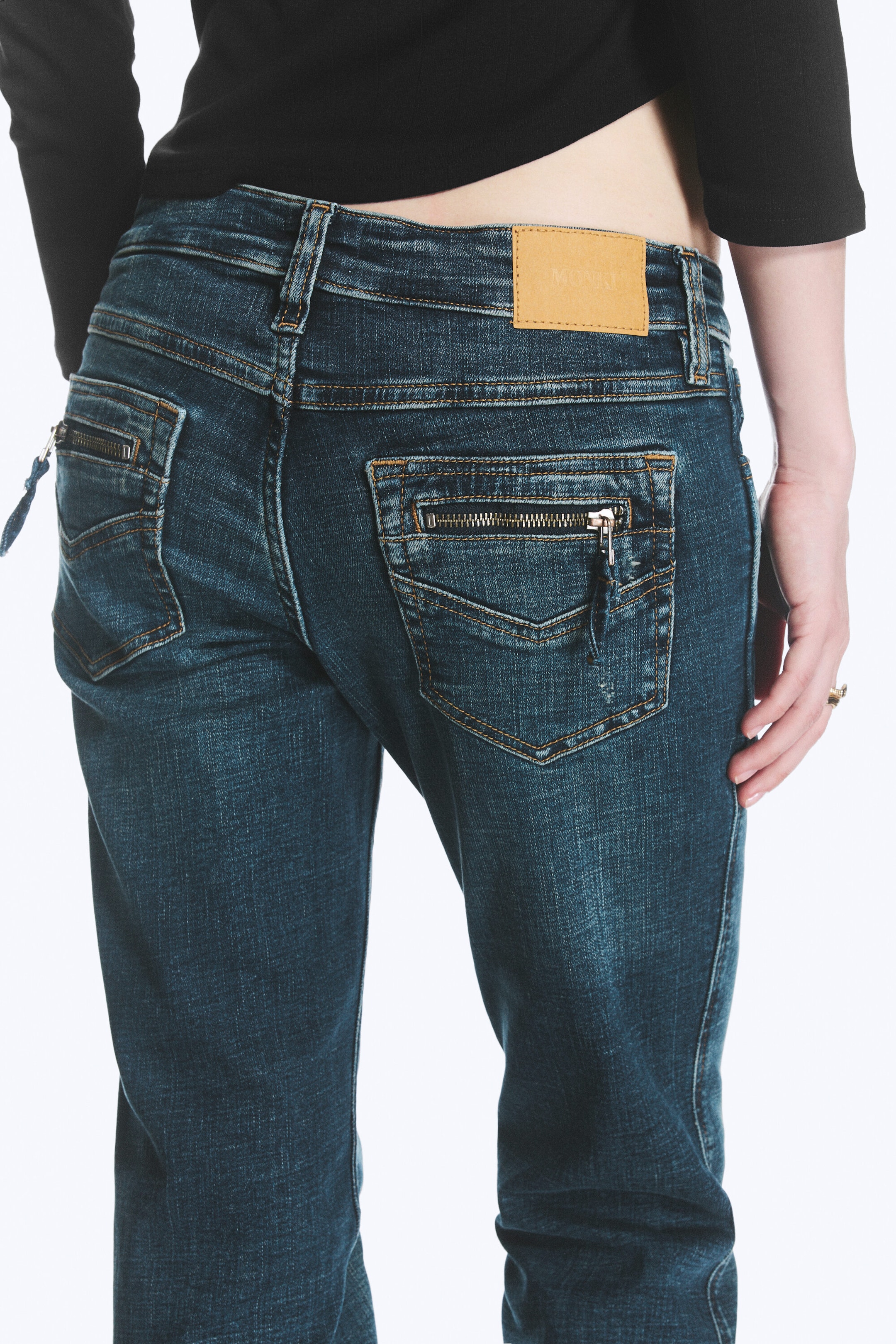 Strobe Blue - Dunkelblau - bambi y2k low waist flared slim zip pocket jeans - 6
