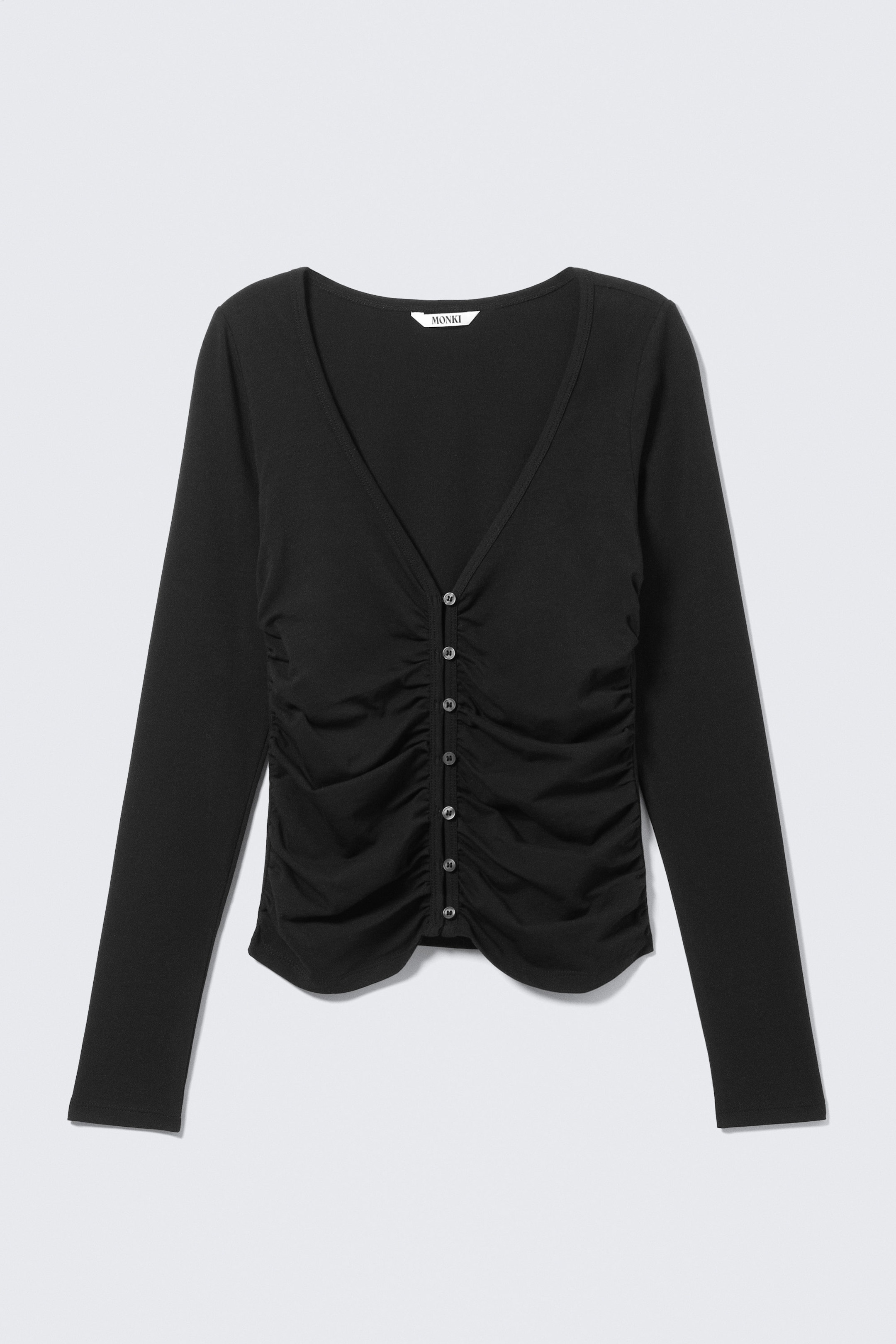 Black - BELLE B RUCHED V-NECK CARDIGAN - 1