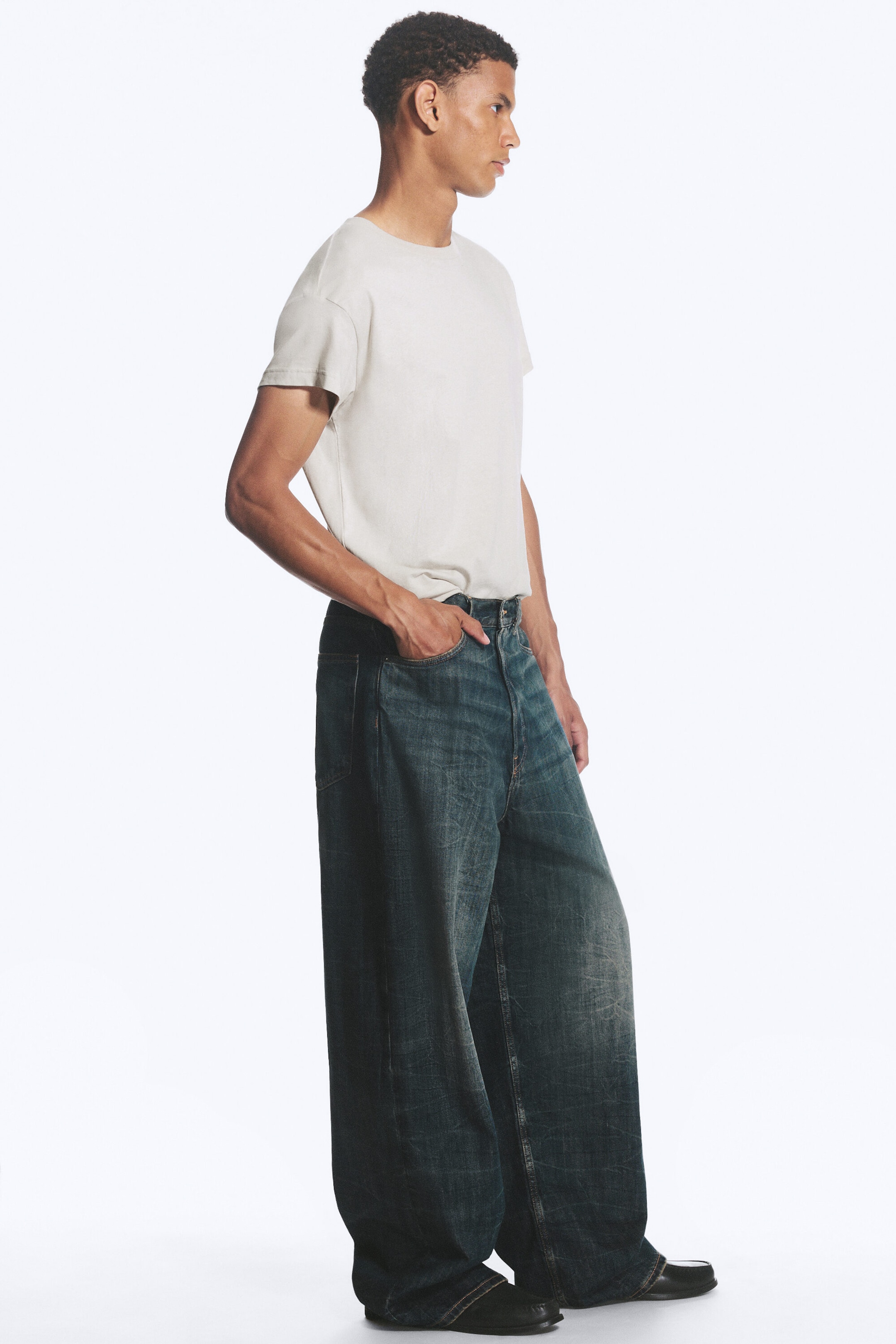 Marina Blue - Dark Blue - Astro Mid Rise Loose Baggy Unisex Jeans - 2