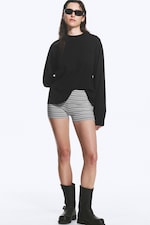 Grey Melange - Black Stripe - Low Hotpants - 0