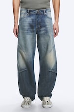 Baltic Blue - Dunkelblau - Weite Low-Waist-Jeans mit Tapered Leg und Abnähern - 1